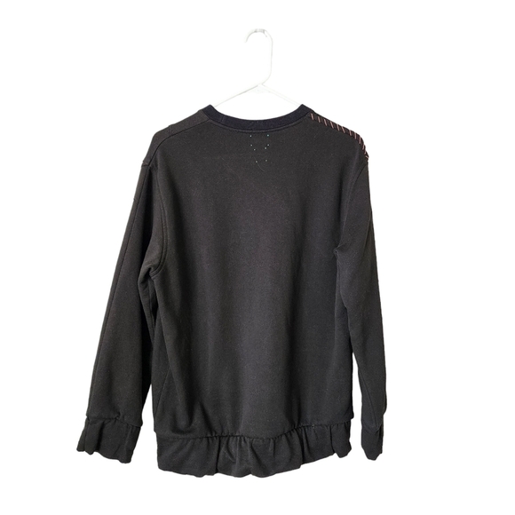 ONE432 crewneck ruffle hem sweatshirt in charcoal size XS - Picture 3 of 5